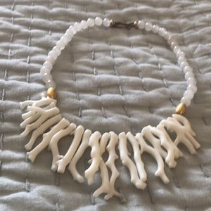 White Handmade Glass Coral And Bead‎ Necklace 18 " - EUC